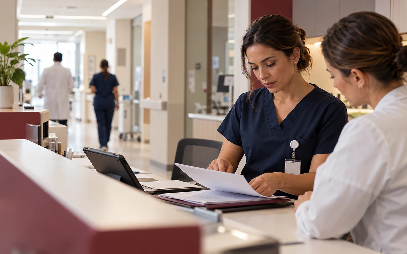 Nursing coordinator reviewing a workflow with the team
